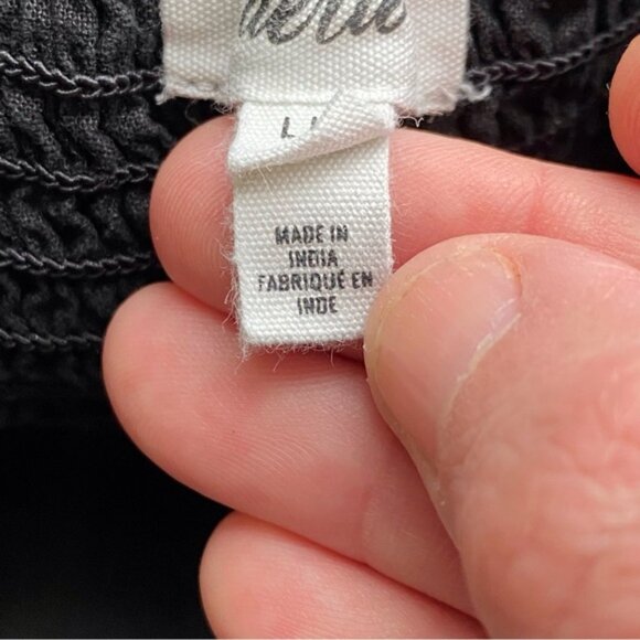 Aerie 2023 Love Of Linen Blend Mini Dress Woman Large Black Pockets Smocking - Picture 9 of 16